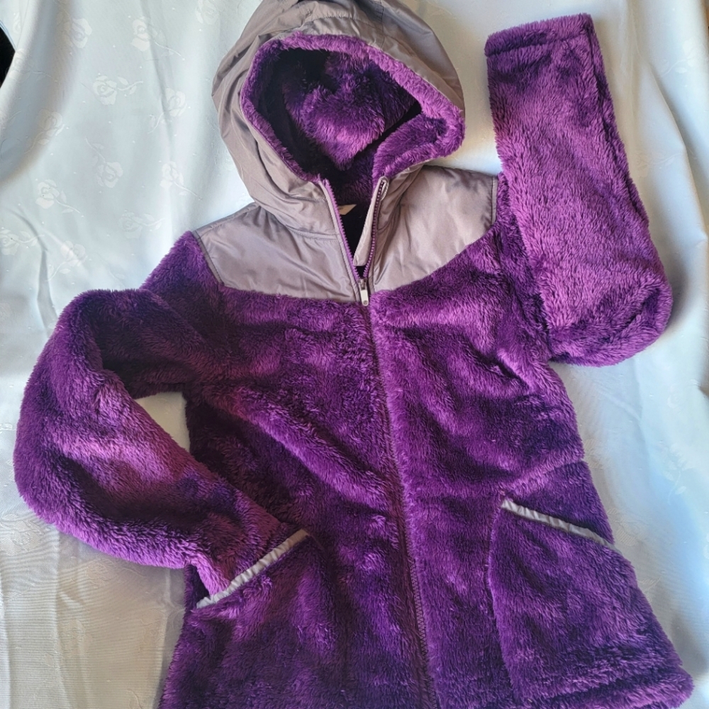 Snuggly Lands End purple fleece jacket kids sz 14